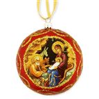 NATIVITY ICON ORNAMENT - RED