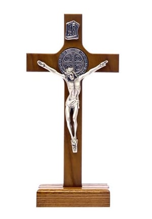 ST. BENEDICT CRUCIFIX ON STAND - 8 INCH