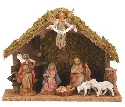 SCALE FONTANINI 7-FIGURE NATIVITY SET WITH STABLE