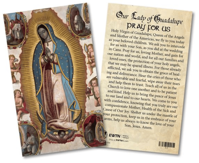 VIRGIN OF GUADALUPE LAMINATED HOLY CARD