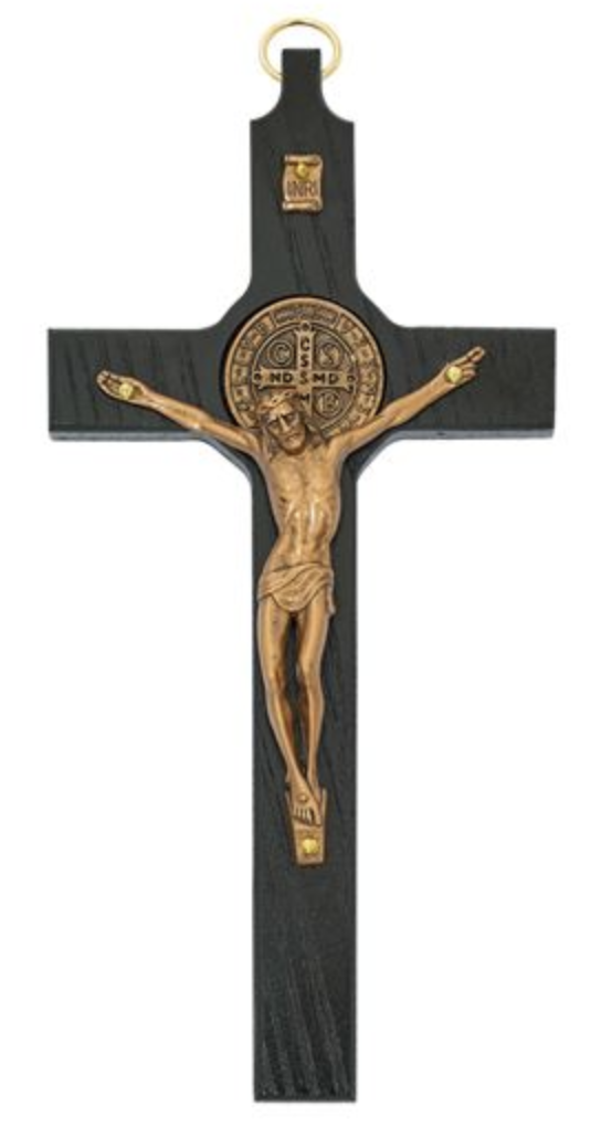 BLACK AND COPPER ST. BENEDICT 8-INCH WALL CRUCIFIX