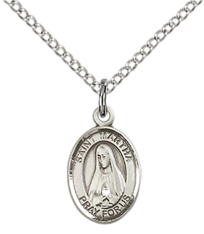 STERLING SILVER ST MARTHA PENDANT WITH CHAIN - 1/2