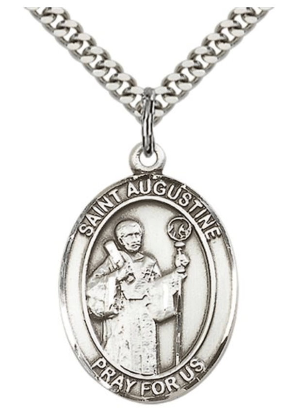 STERLING SILVER ST AUGUSTINE PENDANT WITH CHAIN - 1