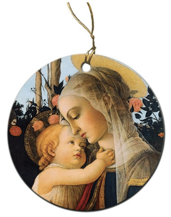 VIRGIN AND HER CHILD PORCELAIN ORNAMENT