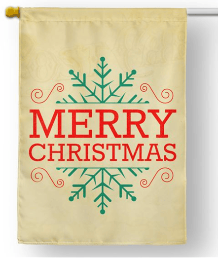 SNOWFLAKE MERRY CHRISTMAS OUTDOOR HOUSE FLAG