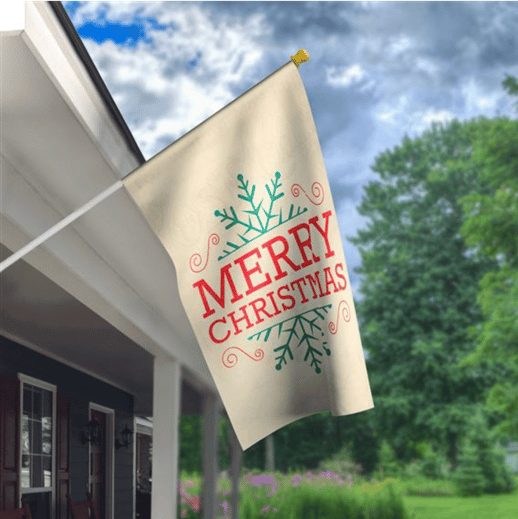 SNOWFLAKE MERRY CHRISTMAS OUTDOOR HOUSE FLAG