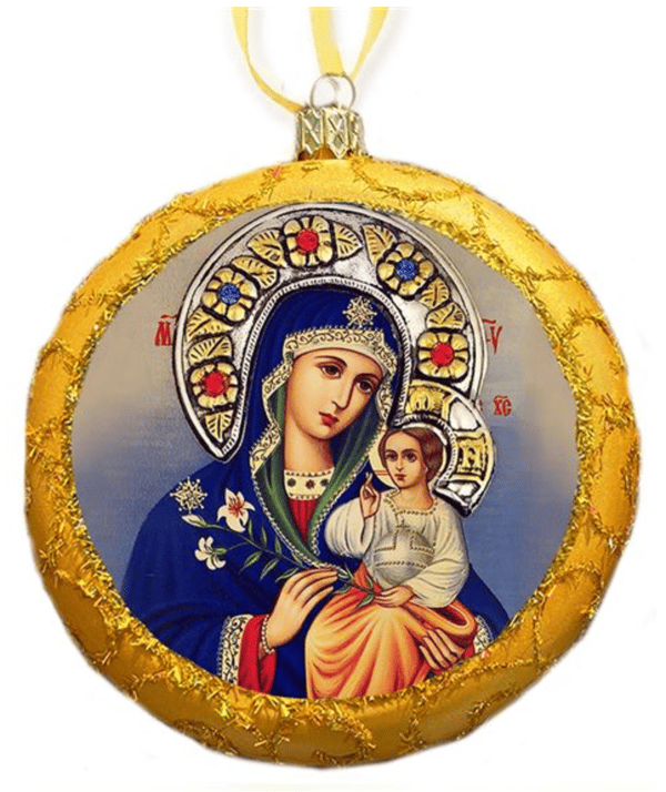 VIRGIN OF THE ETERNAL BLOOM GOLD ICON ORNAMENT