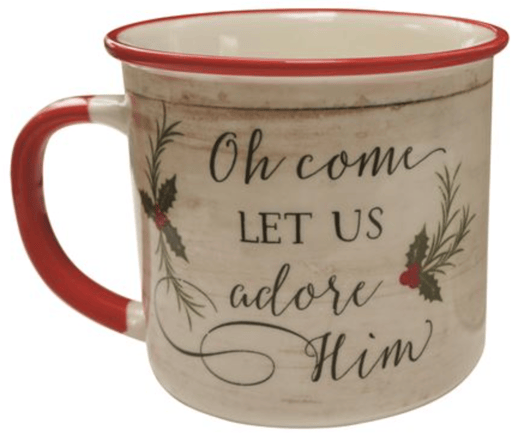 O COME LET US ADORE HIM CHRISTMAS MUG