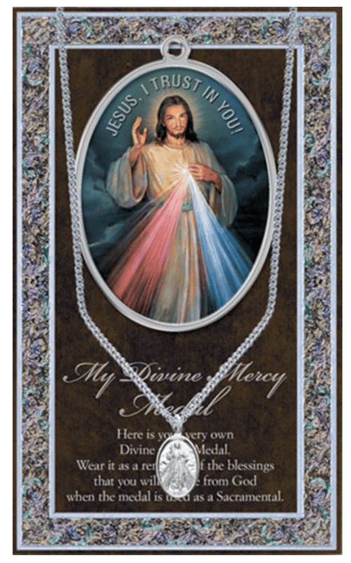 PEWTER DIVINE MERCY PENDANT AND PRAYER PAMPHLET