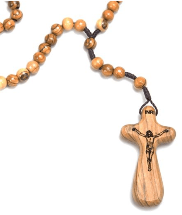 OLIVE WOOD COMFORT ROSARY - JESUS LOVES YOU!