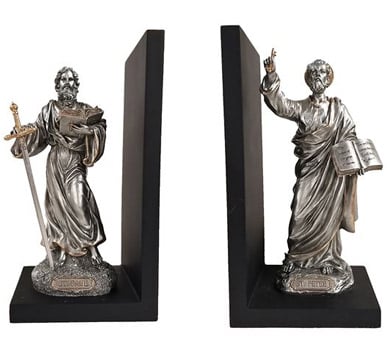 SS. PETER AND PAUL PEWTER-STYLE BOOKEND SET 