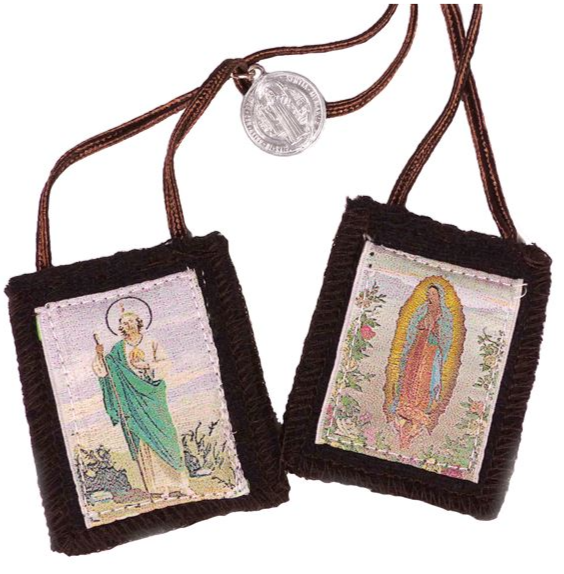 100% BROWN WOOL SCAPULAR (GUADALUPE/JUDE)