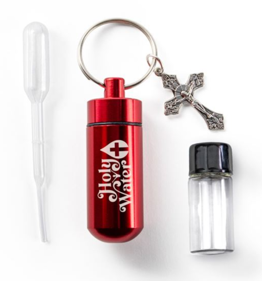 HOLY WATER BOTTLE KEY CHAIN Red