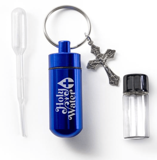 HOLY WATER BOTTLE KEY CHAIN Blue