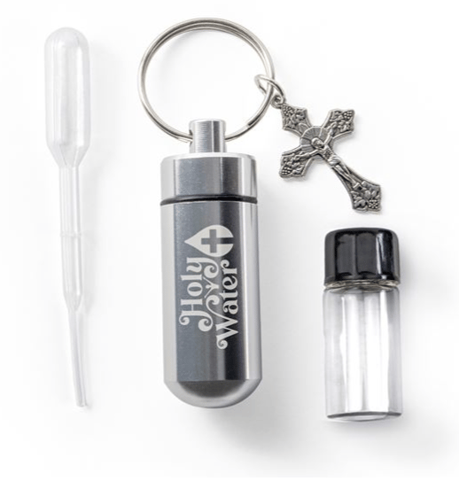 HOLY WATER BOTTLE KEY CHAIN Silver