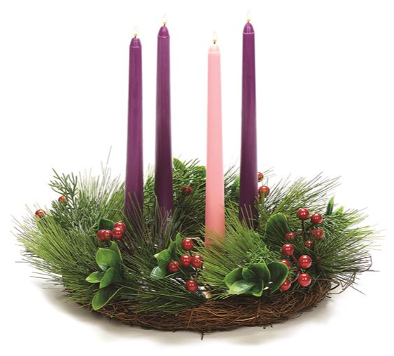 PINE WREATH WITH BERRIES CANDLEHOLDER