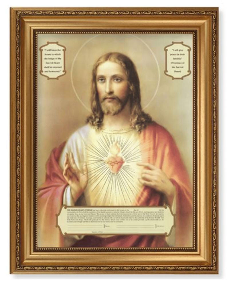 ENTHRONEMENT TO THE SACRED HEART OF JESUS FRAMED - 15 1/2