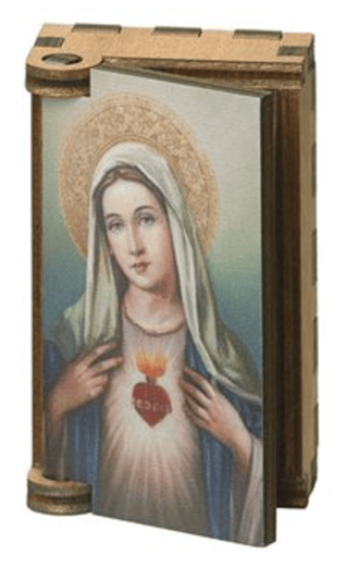 IMMACULATE HEART OF MARY WOODEN ROSARY BOX