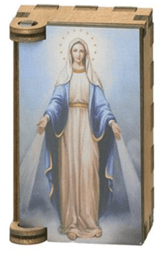 OUR LADY OF GRACE WOODEN ROSARY BOX